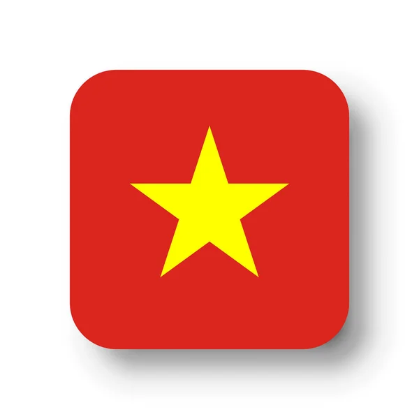 Drapeau Vietnam Carré Vectoriel Plat Avec Coins Arrondis Ombre Portée — Image vectorielle