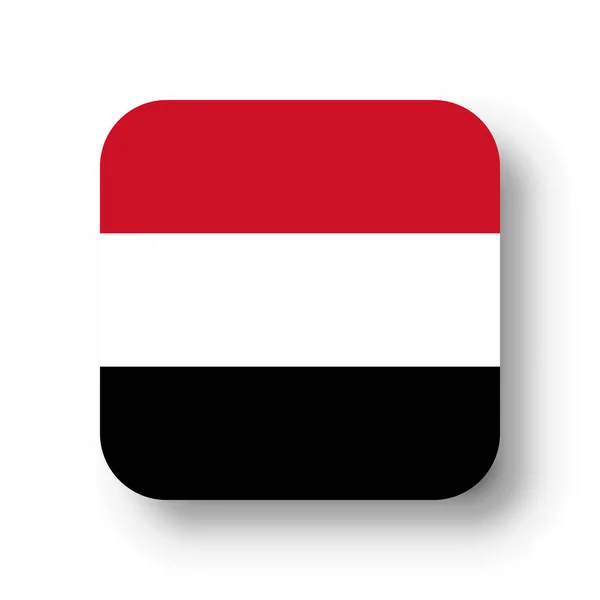 Bandiera Yemen Quadrato Vettoriale Piatto Con Angoli Arrotondati Ombra Calata — Vettoriale Stock