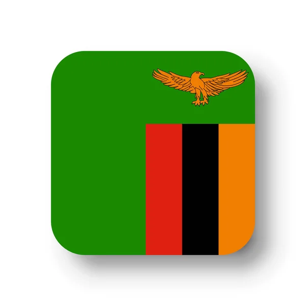 赞比亚国旗平面矢量正方形 投下阴影 — 图库矢量图片