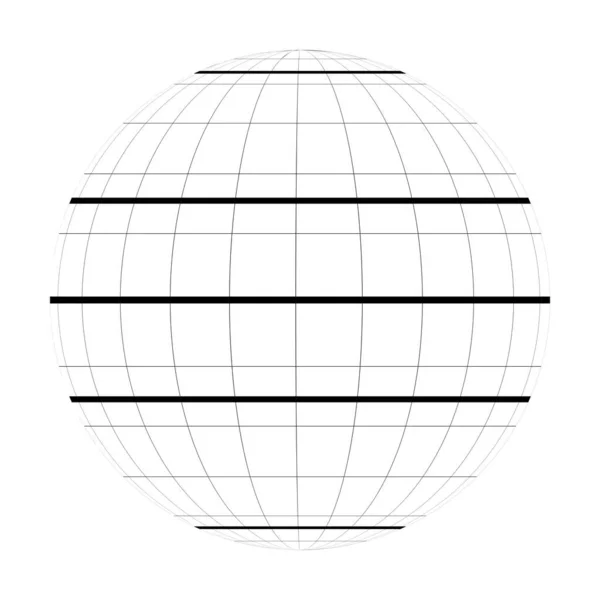 地球行星的全球子午线和平行网 或纬度和经度 加厚标记的赤道 摩羯座热带地区 北回归线 北极圈和南极圈 矢量说明 — 图库矢量图片