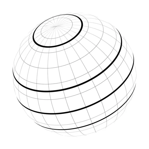 Terre Planète Globe Grille Méridiens Parallèles Latitude Longitude Épais Marqué — Image vectorielle