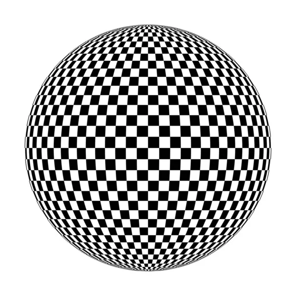Karierte Weltkugel Schwarz Weiß Schachkugel Vektorillustration — Stockvektor