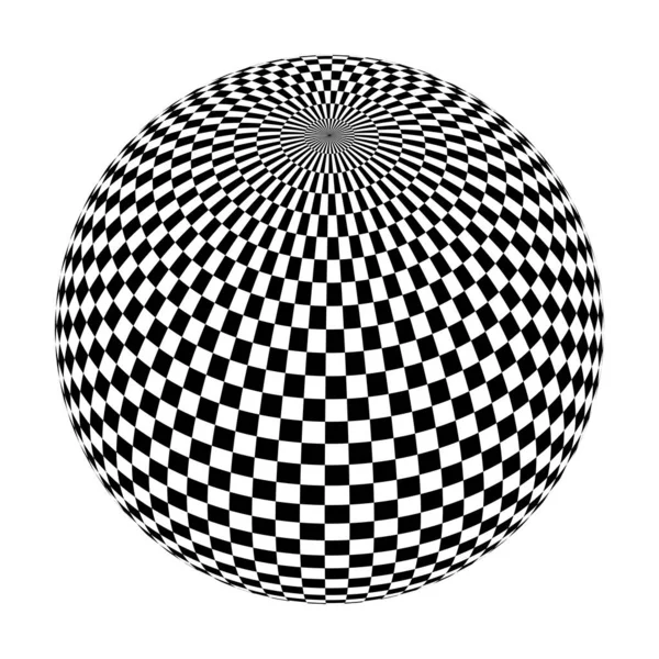 Karierte Weltkugel Schwarz Weiß Schachkugel Vektorillustration — Stockvektor