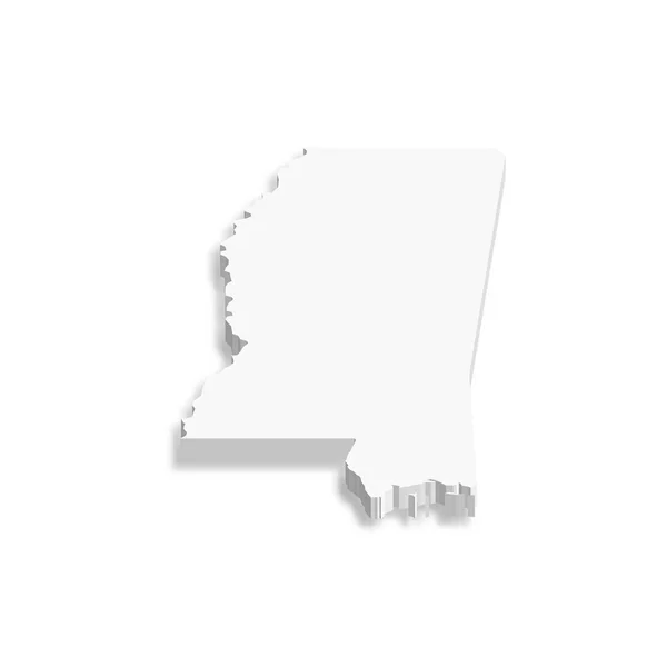 Mississippi Stato Degli Stati Uniti Mappa Vettoriale Bianca Dell Area — Vettoriale Stock