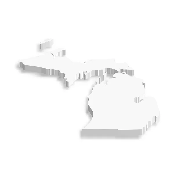 密歇根 美国州 国家地区白色矢量3D地图 — 图库矢量图片