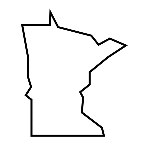 Minnesota Estados Unidos América Eua Mapa Espesso Simplificado Esboço Preto — Vetor de Stock