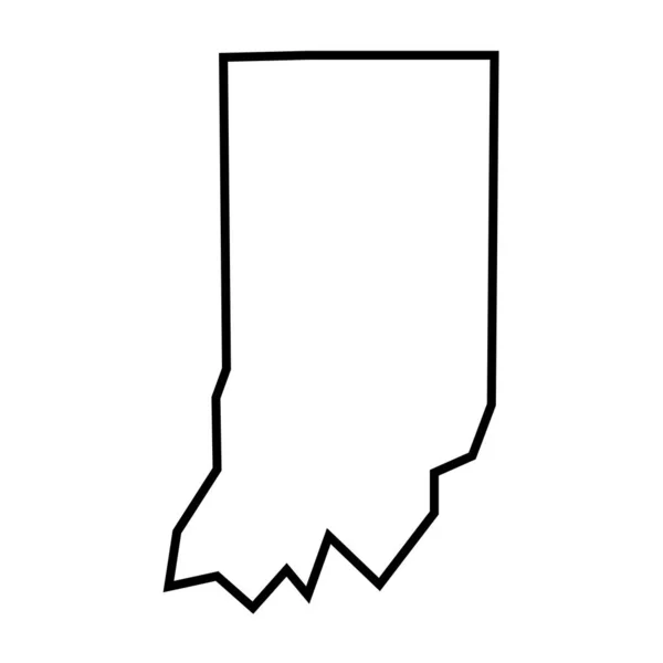 Indiana State United States America Usa Förenklad Tjock Svart Konturkarta — Stock vektor