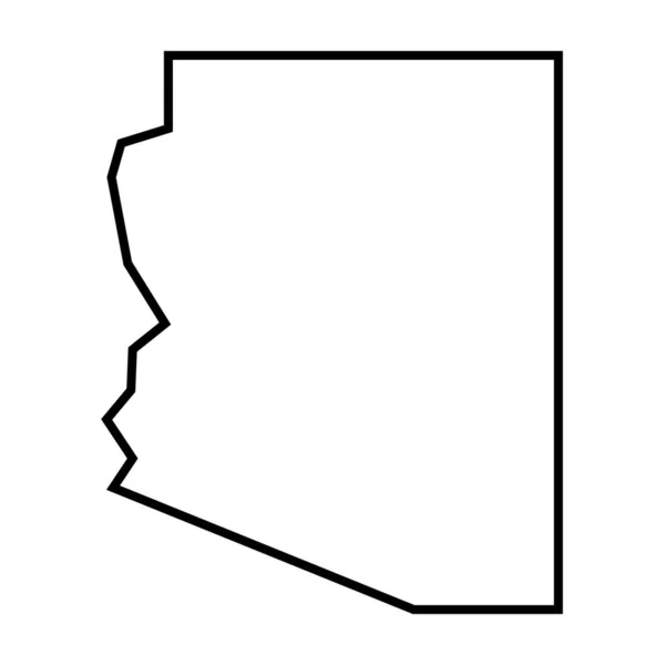 Arizona Estado Los Estados Unidos América Mapa Contorno Negro Grueso — Archivo Imágenes Vectoriales