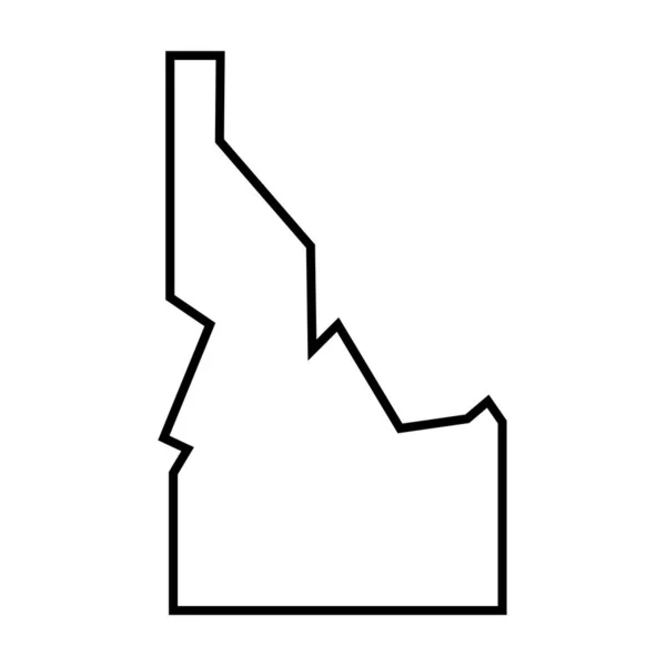 Idaho Delstaten Usa Usa Förenklad Tjock Svart Konturkarta Enkel Platt — Stock vektor