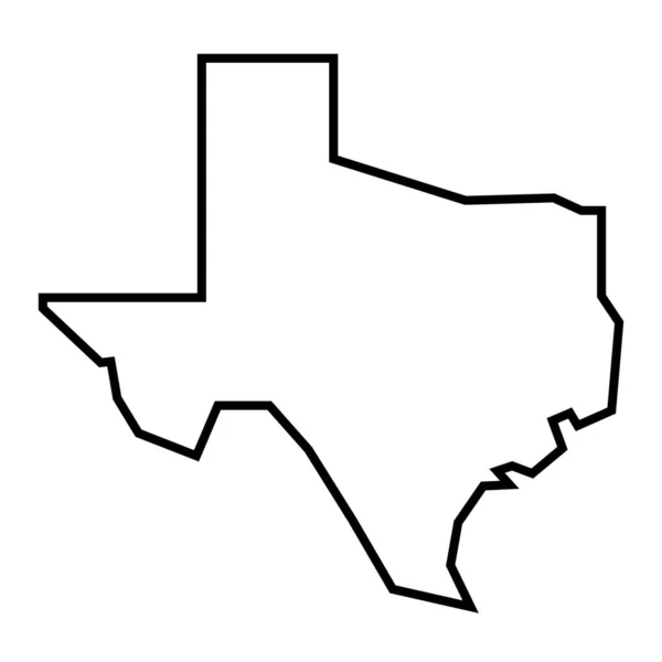 Texas State United States America Usa Mapa Contorno Negro Grueso — Archivo Imágenes Vectoriales