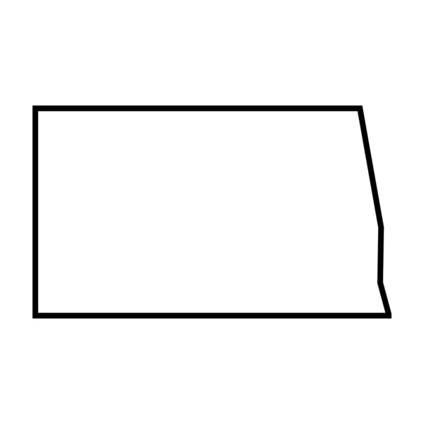 アメリカ合衆国のノースダコタ州 アメリカ合衆国 簡略化された黒いアウトラインマップ シンプルなフラットベクトルイラスト — ストックベクタ