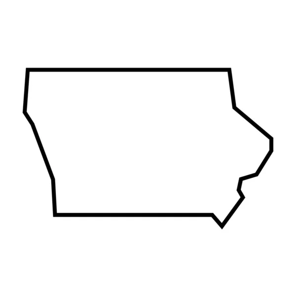 Iowa Stát Spojené Státy Americké Usa Zjednodušená Silná Černá Mapa — Stockový vektor