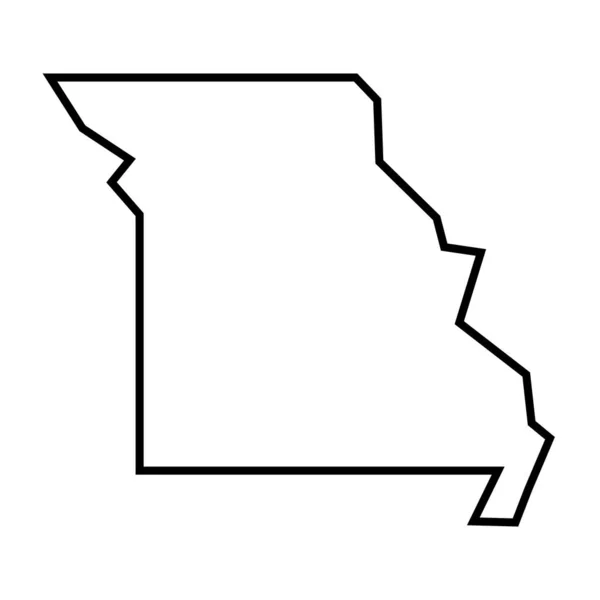Missouri Estado Los Estados Unidos América Mapa Contorno Negro Grueso — Vector de stock