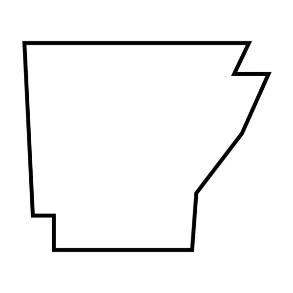 Arkansas Stát Spojené Státy Americké Usa Zjednodušená Silná Černá Mapa — Stockový vektor