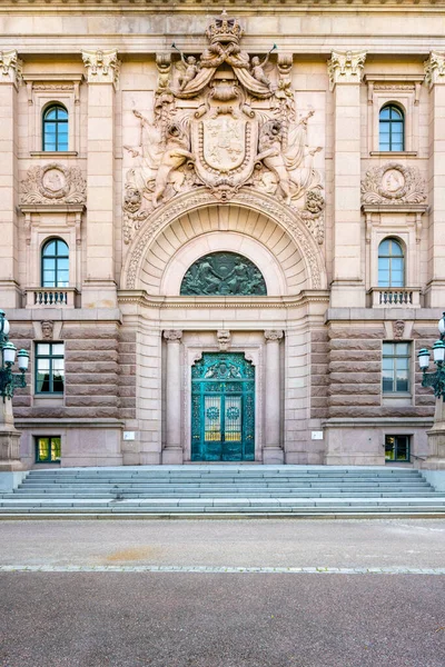 Vista Detalhada Porta Entrada Para Casa Parlamento Sueco Riksdagshuset Sede — Fotografia de Stock