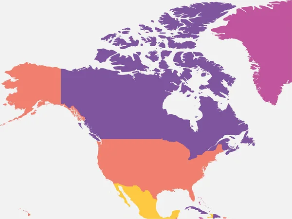 Észak Amerika Üres Térképe Nagy Részletességű Politikai Térkép Észak Amerikai — Stock Vector