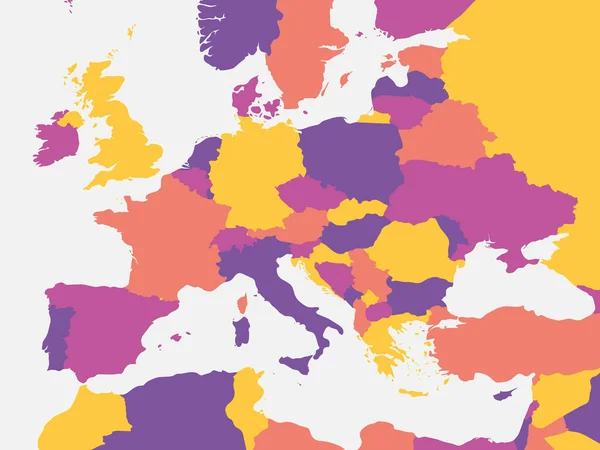 Mapa Blanco Europa Mapa Político Detallado Del Continente Europeo — Vector de stock