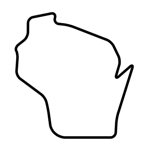 Wisconsin Estado Los Estados Unidos América Mapa Contorno Negro Grueso — Archivo Imágenes Vectoriales