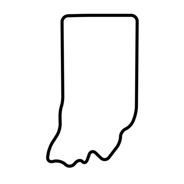 Indiana Stát Spojené Státy Americké Usa Zjednodušená Silná Černá Obrysová — Stockový vektor