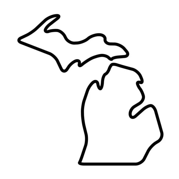 Michigan Estados Unidos América Eua Mapa Contorno Preto Espesso Simplificado — Vetor de Stock