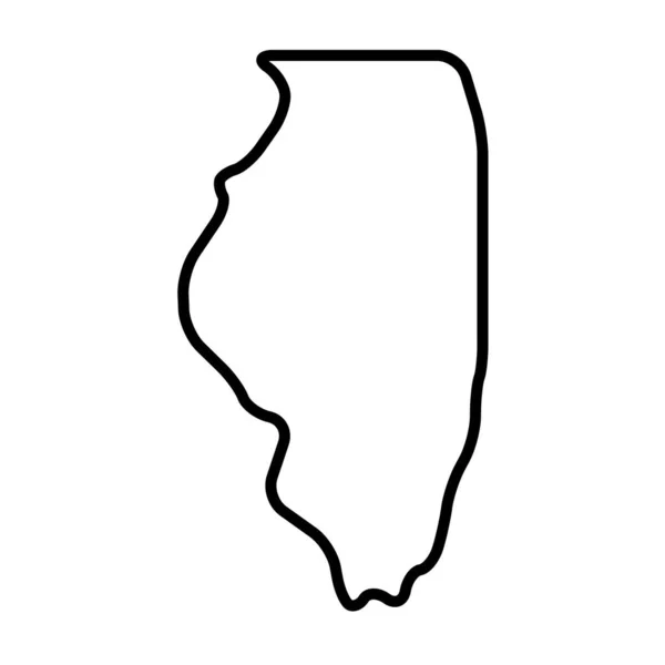 Illinois Stát Spojené Státy Americké Usa Zjednodušená Silná Černá Obrysová — Stockový vektor
