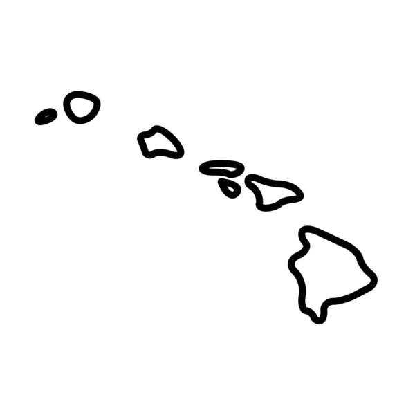 Гавайський Штат Сполучених Штатів Америки Сша Спрощена Чорна Контурна Карта — стоковий вектор