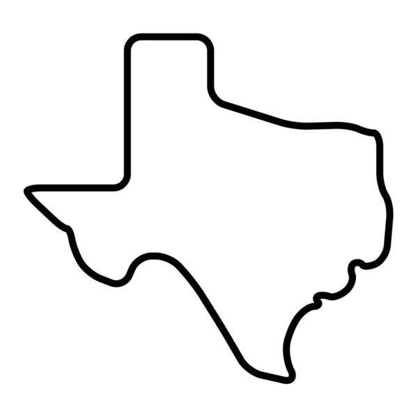 Texas State United States America Usa Mapa Contorno Negro Grueso — Vector de stock