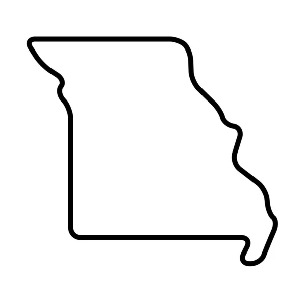 Missouri Estados Unidos América Eua Mapa Contorno Preto Espesso Simplificado — Vetor de Stock