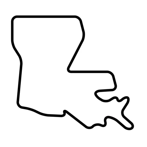 Louisiana Stát Spojené Státy Americké Usa Zjednodušená Silná Černá Obrysová — Stockový vektor