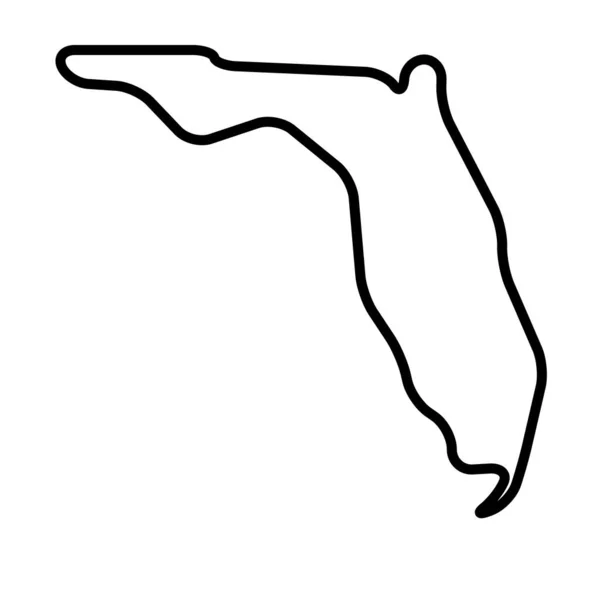 アメリカ合衆国フロリダ州 アメリカ合衆国 丸みを帯びたコーナーを持つ簡略化された厚い黒いアウトラインマップ シンプルなフラットベクトルイラスト — ストックベクタ