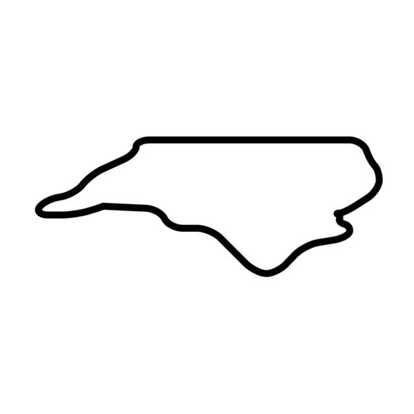 North Carolina Delstaten Usa Usa Förenklad Tjock Svart Konturkarta Med — Stock vektor