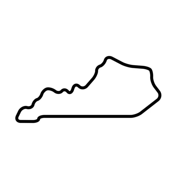 Kentucky Estado Los Estados Unidos América Mapa Contorno Negro Grueso — Vector de stock