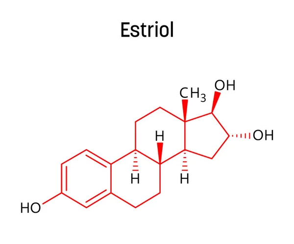 에스트롤은 스테로이드이며 에스트로겐 이약하며 호르몬 미량이다 과검은 표시가 화합물의 — 스톡 벡터