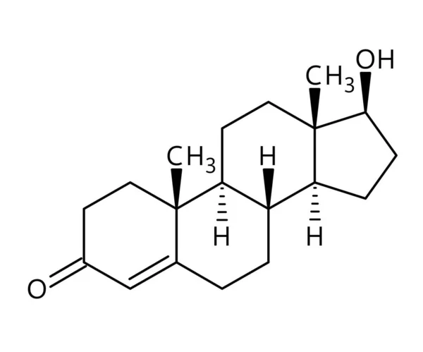 テストステロン分子構造 テストステロンは男性の一次性ホルモンおよびアナボリックステロイドである 赤の結合及び黒の原子ラベルを有する化合物のベクトル構造式 — ストックベクタ
