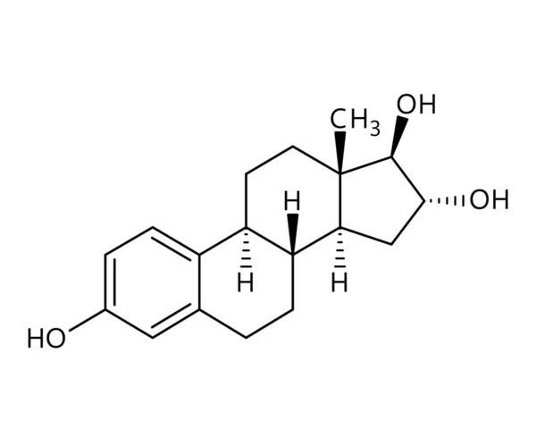 エストリオール分子構造 エストリオール Estriol はステロイド 弱エストロゲン および小規模な女性性ホルモンである 赤の結合及び黒の原子ラベルを有する化合物のベクトル構造式 — ストックベクタ