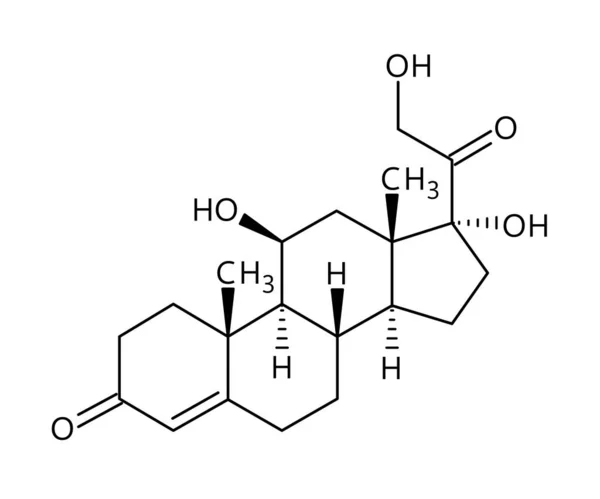 Cortisol Molecular Structure Cortisol Steroid Hormone Regulating Stress Response Metabolism — Stock Vector