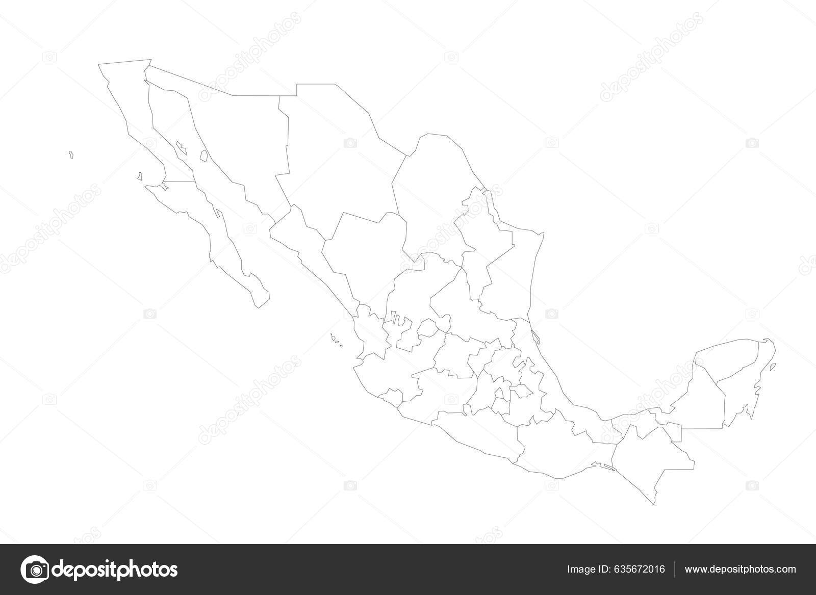 Mexico Political Map Administrative Divisions States Mexico City Blank ...