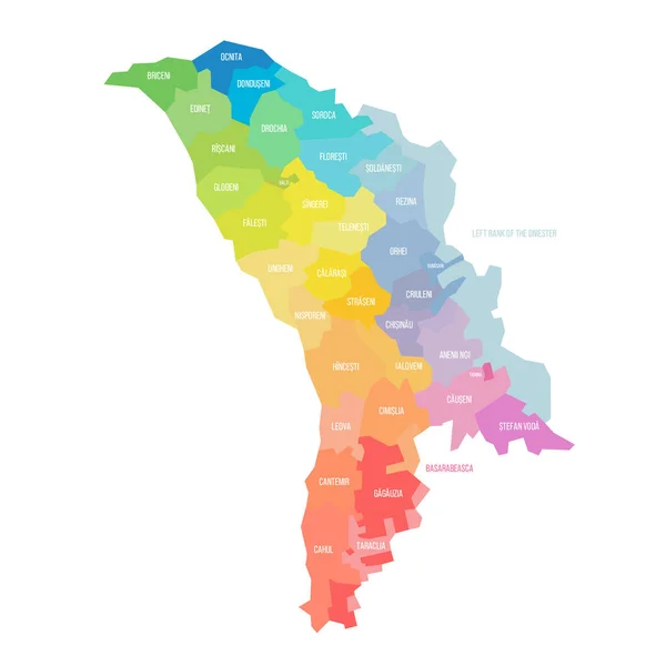 Moldova Political Map Administrative Divisions Districts Municipalities Two Autonomous Territorial — Stok Vektör