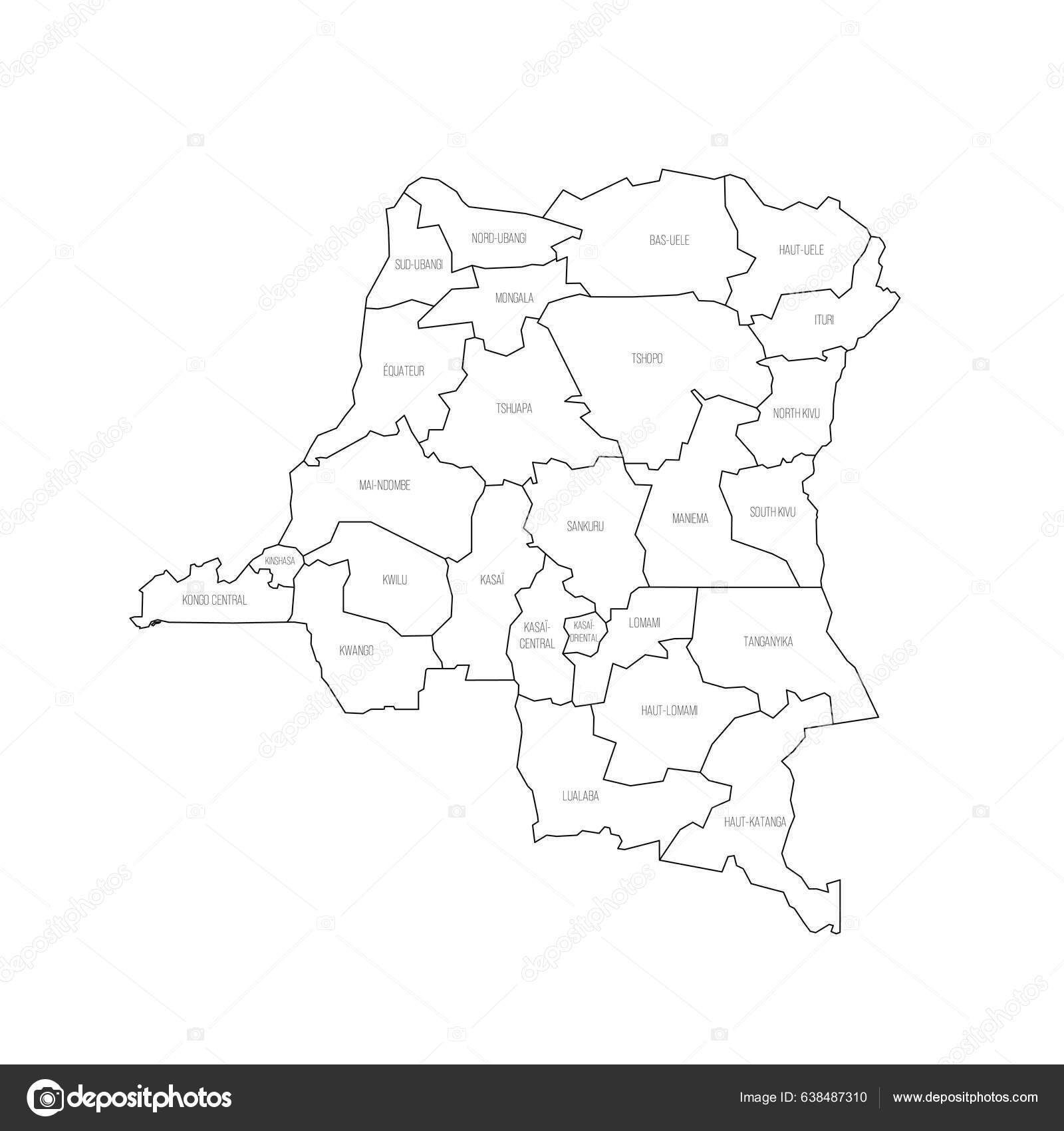 Democratic Republic Congo Political Map Administrative Divisions Provinces Thin Black Stock democratic-republic-congo-political-map-administrative-divisions-provinces-thin-black-stock