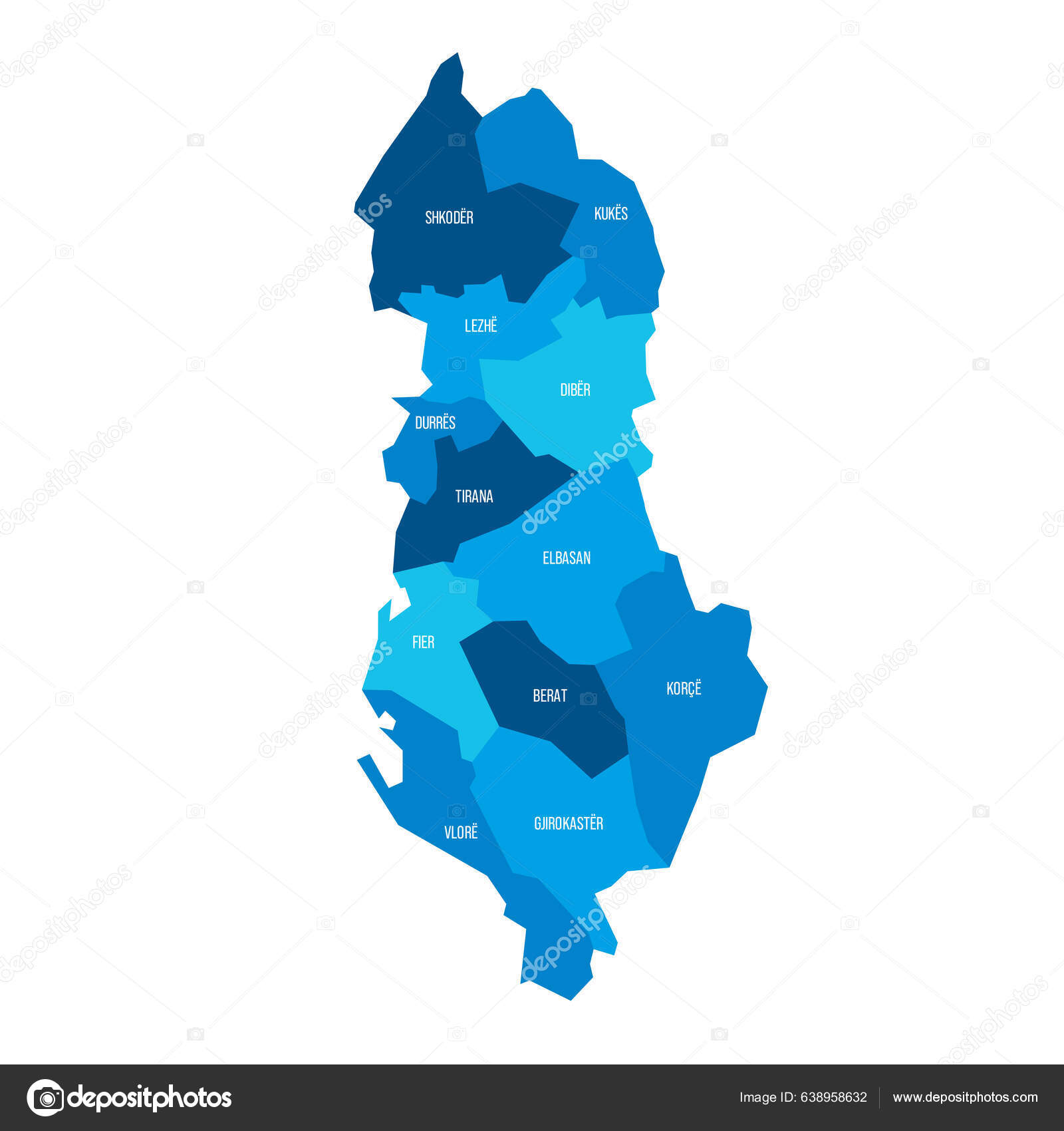 Depositphotos 638958632 Stock Illustration Albania Political Map Administrative Divisions 