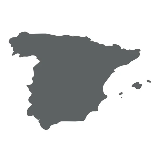 España Mapa Silueta Gris Liso Zona Campo Ilustración Simple Vector — Vector de stock