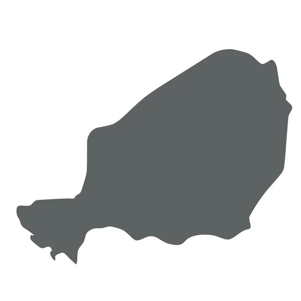 Níger Mapa Silueta Gris Liso Zona Rural Ilustración Simple Vector — Vector de stock