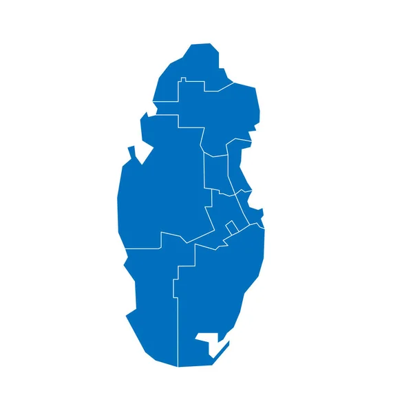 Qatar Mapa Político Las Divisiones Administrativas Municipios Mapa Vectorial Blanco — Vector de stock
