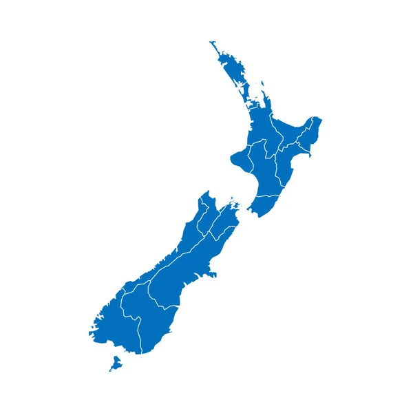 Nuova Zelanda Mappa Politica Delle Divisioni Amministrative Regioni Carta Vettoriale — Vettoriale Stock
