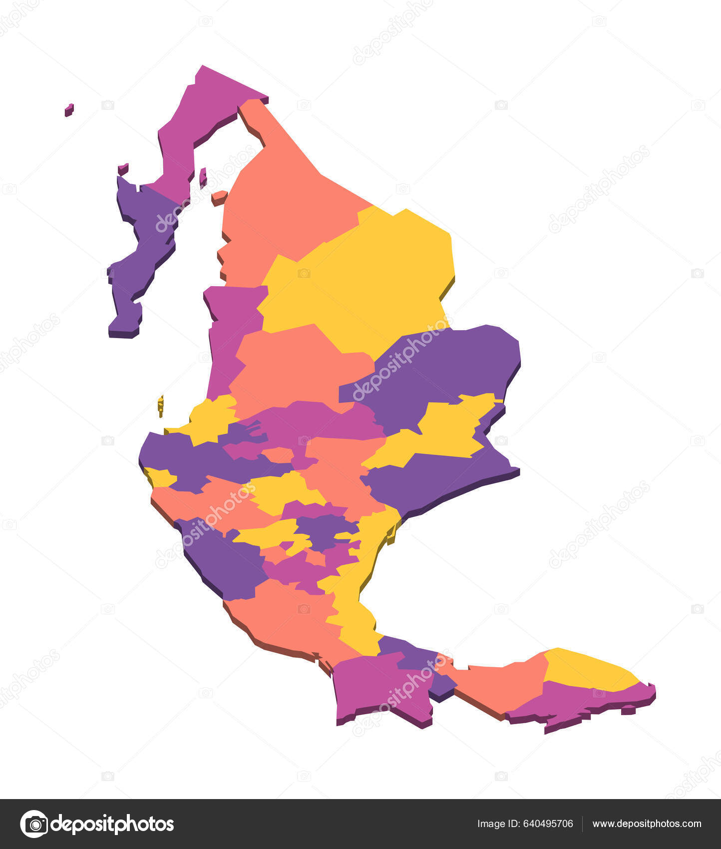 Мексиканская Политическая Карта Административных Единиц Штатов Мехико ...