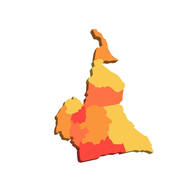Cameroon Political Map Administrative Divisions Regions Map Shades Orange Color — Vettoriale Stock