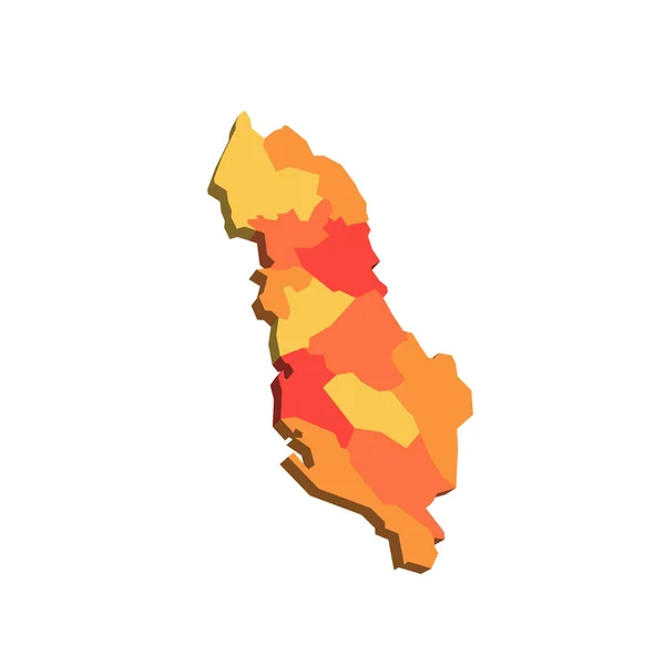 Albania Political Map Administrative Divisions Counties Map Shades Orange Color — Vettoriale Stock