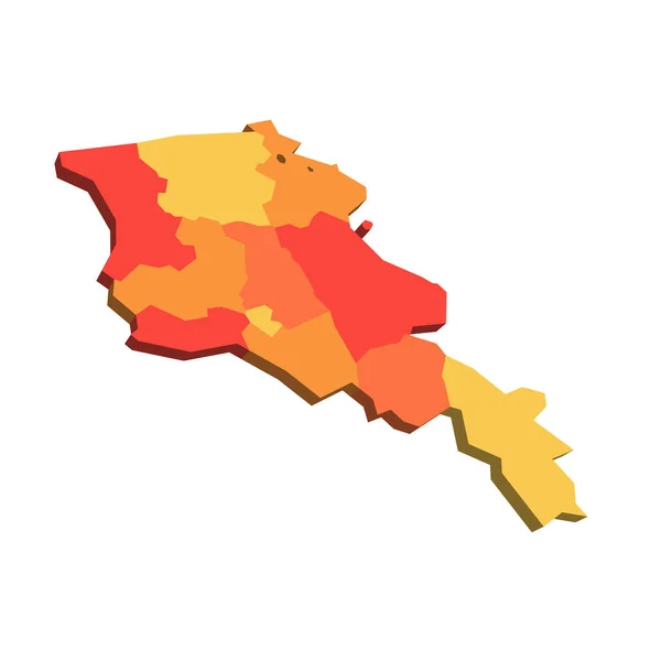 Armenia Political Map Administrative Divisions Provinces Autonomous City Yerevan Map — Vettoriale Stock