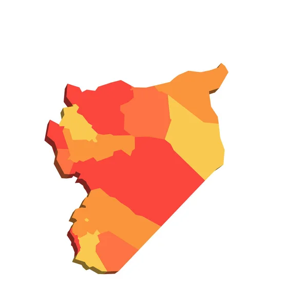Syria Political Map Administrative Divisions Governorates Map Shades Orange Color — Vettoriale Stock