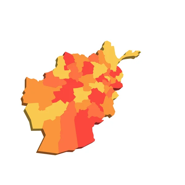 Afghanistan Political Map Administrative Divisions Provinces Map Shades Orange Color — Vettoriale Stock